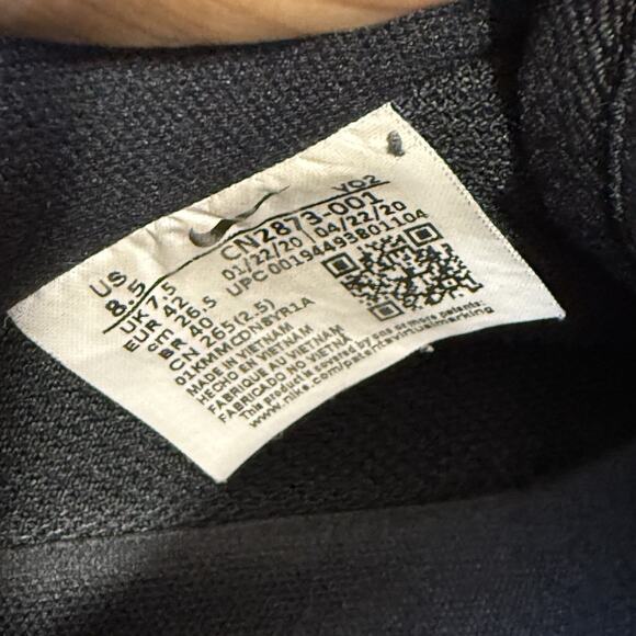 2020 Nike Air Force 1 Black Leather Sneakers Shoe Men's Size US 8.5 - Picture 8 of 8